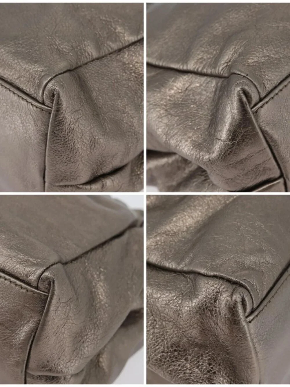 Salvatore Ferragamo Vala Hand Bag Leather 2way Silver Auth am10956